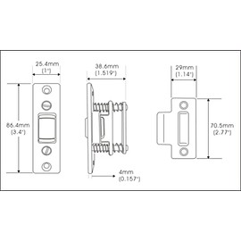 QCAA Heavy Duty Solid Brass Adjustable Silent Roller Catch, Satin Chrome, 1 Pack