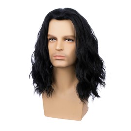 DUDUWIG Child Black Wig Kids Long Natural Black Middle Part Wig Boys Wavy Curly Synthetic Wigs Cosplay Hair Wigs