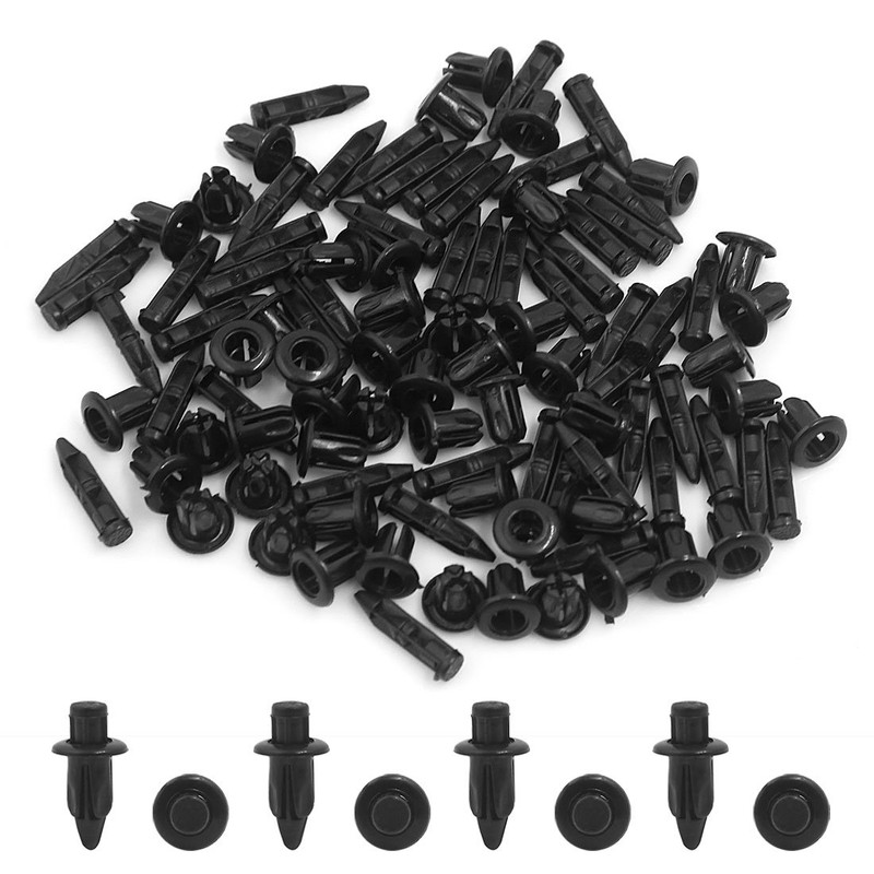 uxcell 50 Pcs Black 6mm Hole Plastic Rivets Fastener Push