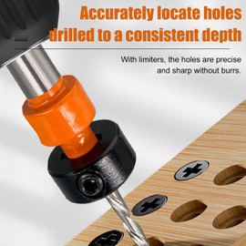 Wood Drill Bit with Countersink Suit, Not Easy to Slip Depth Adjustable, Countersink Drill Wood Sharp and Wear-Resistant, Drill Countersink for Wood, Compression Board, Plastic (Average Size)