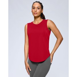 G Gradual Women's Workout Tank Tops Lightweight Sleeveless High Neck Athletic Shirts for Running Gym Tennis Pickleball, Red, S