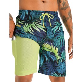 APTRO Men's Swim Trunks with Compression Liner Bathing Suit Quick Dry Swim Shorts MP280 1XL