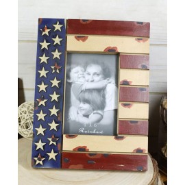 Patriotic USA Flag Star Spangled Banner Veteran Memorial 4"X6" Picture Frame