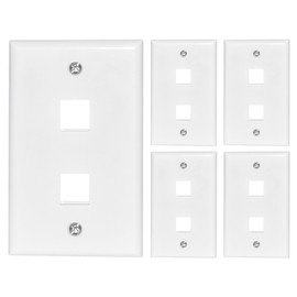 Newhouse Hardware QP2-WH-05 Quickport 2-Port Wall Plate, White, 5-Pack