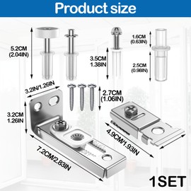 Bi Fold Door Repair Kit, 2 Pack Bi Folding Door Track Kit, Bifold Gate Hardware Repair Replacement Part with 3/8" Pivots, 7/8" to 1" Guide Wheel and Brackets for Accordion Barn Folding Gate