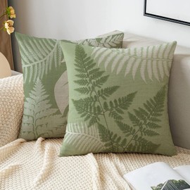 Hangood Cushion Cover Home Garden Outdoor Indoor Set of 4pcs Sage Green Leaves Throw Pillow Case Living Room Chair Sofa 18x18 inch Pillowcase 45x45cm
