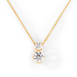 STORYJEWELLERY Cubic Zirconia Necklace, 18K Gold Plated Necklaces, Simple Sterling Silver Stone Necklace for Women, Elegant Wedding Necklaces for Brides, Gold Plated Jewelry for Women