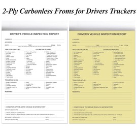 (10-Pack) Detailed Driver's Vehicle Inspection Report Book Format, 2-Ply Carbonless, 31 Sets of Forms per DVIR Log Book for Truck Drivers, 5.8" x 8.3"