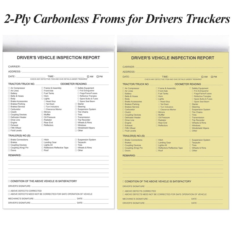 (10-Pack) Detailed Driver's Vehicle Inspection Report Book Format, 2-Ply Carbonless,