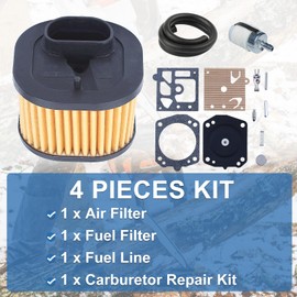 AUMEL 503818001 Heavy Duty HD Air Fuel Filter Line Kit For Husqvarna 372 372XP w/Walbro K10-HD Carburetor Repair Kit.