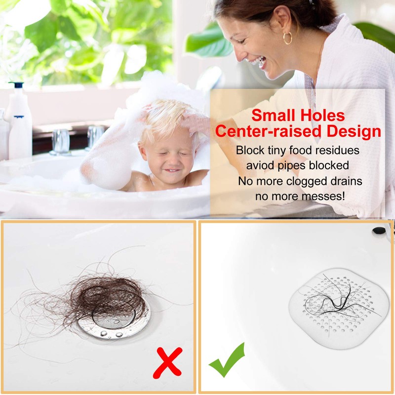 Hair Drain Catcher,Square Drain Cover for Shower Silicone Hair Stopper