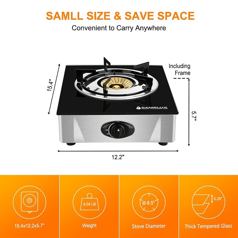 Camplux Propane Stove with Auto Ignition, Single Burner Propane Stoves