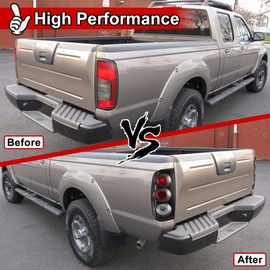 Nixon Offroad Tail Lights for Nissan Frontier 1998 1999 2000 2001 2002 2003 2004 Tail Lamps Halogen Rear Lights Car Rear Lamps Assembly Replacement 1Pair (Matte Black Housing/Smoke Lens)