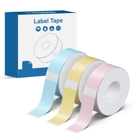 TYPONOS P21 Label Maker Tape 12x40mm (0.47"x1.57"), Adapted NELKO P21 Label Print Paper Standard Laminated 180 Labels/Roll, Label Tape Replacement for Office/Home/School, Yellow/Blue/Pink