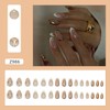 Gold Press on Nails Medium Almond Fake Nails with 3D