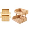 FUKWUNTO Fruit Basket Bamboo 3 layer drainage rack, Double-layer Assembled