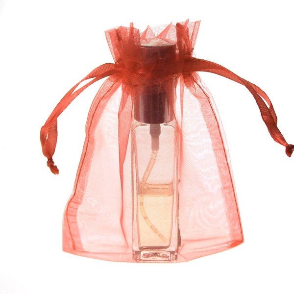 Sheer Organza Favor Pouch Bags, 12-Pack (5" x 6.5", Coral)