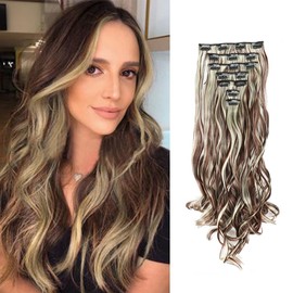 TTPSRY Extensions Clip in Extensions für Damen Ponytail Extension 56cm Lang Gewickelt Haarteil Ponytail Natürliches Kunsthaar Clip in Haarverlängerunge(Dunkelbraun)