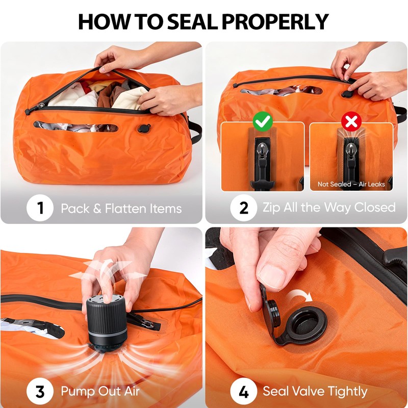 Vacuum Travel Bags With 5500Pa Wired Pump, Vacuum Luggage Bags