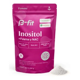 B-FIT Myo Inositol y D Chiro Inositol Fórmula 401 con Folatos y NAC 150g- Sabor Limón - Suministro para 1 Mes 30 Servicios - Alta Biodisponibilidad   