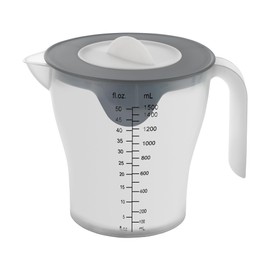 Metaltex Mixing Cup with Lid and Spout, Integrated Strainer and Non-Slip Base