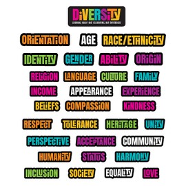 Diversity Word Cutouts - Educational Classroom Decor and Teacher Supplies - 32 Pieces
