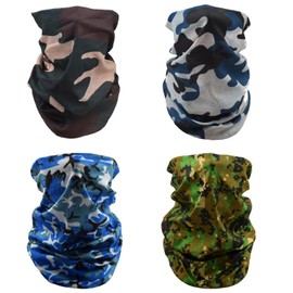 TRKETK Pack of 4 Multifunctional Headwear, Face Mask for Men and Women, Multifunctional Balaclava, Windproof Neckerchief, Snoods for Men, Face Cover, Wide Headscarves, multicoloured