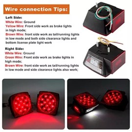 Partswcgg 12V Trailer Led Light Kit, 2x Square Led Stop Turn Tail Brake License Plate R...