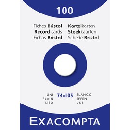 Exacompta Bristol 13300B Index Cards 74 x 105 mm Blank White Pack of 100