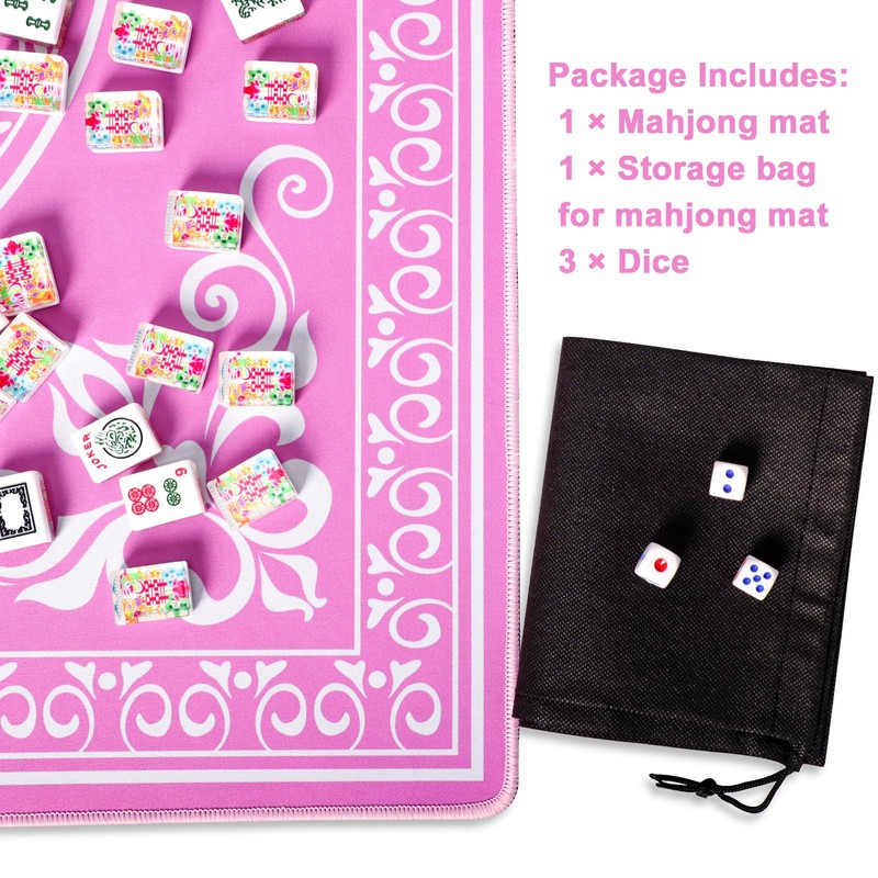 GUSTARIA Mahjong Mat,Mahjong Table Mat with 3 Dice & Carrying