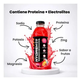 Protein Water Hydrashot 12 Pzs 600 Ml 15g Proteína Sabor Ponche                                                                                       