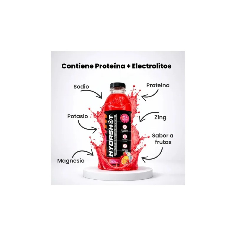 Protein Water Hydrashot 12 Pzs 600 Ml 15g Proteína Sabor
