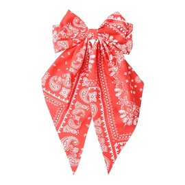 Red Bandana Hair Clips Ribbon Bows for Girls Boho Paisley Print Bowknot Accessories for Women Fashion Bow Clip Styling Hair Bandanas