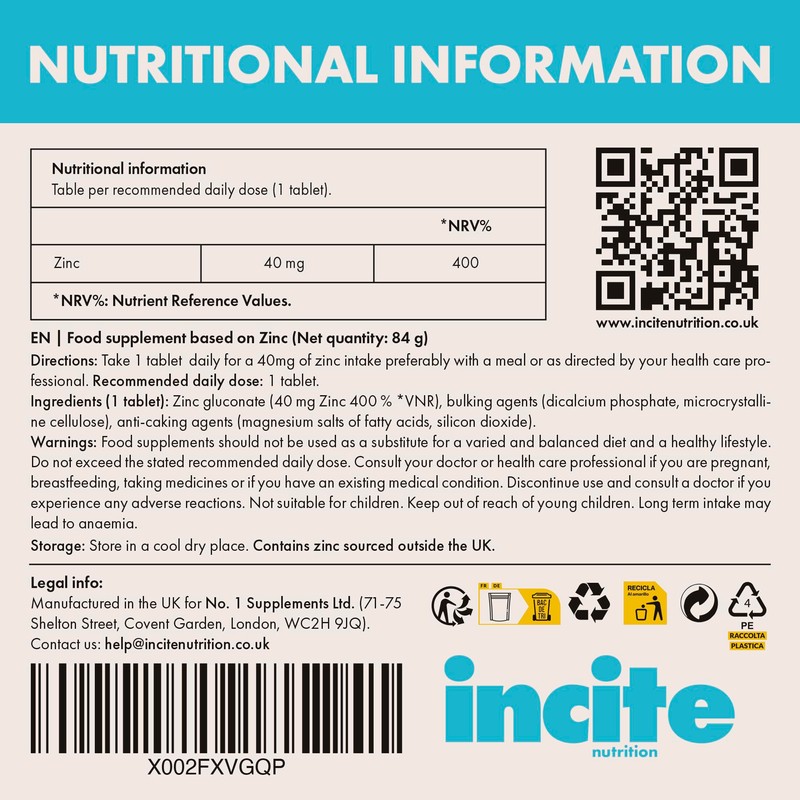 Zinc 40mg - 4+ Month’s Supply - High Strength 120