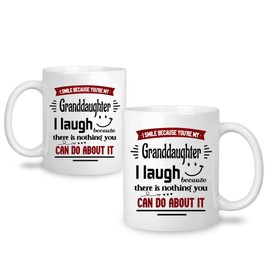 Granddaughter Presents Coffee Cup - I Smile Because You're My Granddaughter Gift Mugs for Women Ideas Gift for Her Granddaughter Birthday Christmas Wedding Gift 11 oz, White (Granddaughter-3)