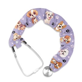 Rnyleeg Purple Stethoscope Covers for Nurses Cute Dog Stethoscope Cover Scrunchie for Women Fit to All Types of Stethoscopes