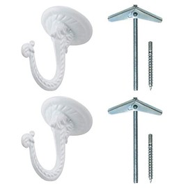 Rocky Mountain Goods Ceiling Swag Hook 2 Pack with Mounting Hardware - 1 1/2” Heavy Duty Swag Hooks for Hanging Planter, Ceiling or Extender Chains - Easy Install with Screws/Brackets (White)