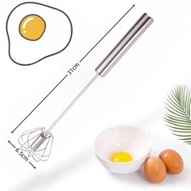 Naisfei Stainless Steel Egg Whisk, New Stainless Steel Hand Push Rotary Whisk Blender, Hand Push Mixer Stirrer for Making Cream of Egg Beater Mixer, Egg Beater Mixer Egg Whisk(12 Inches)
