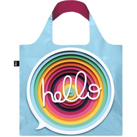 LOQI Eco Bag OW.HE OWen GILDERSLEEVE Hello Recycled Bag, Blue, Approx. Width 19.7 x Height 16.5 inches (42 cm), Top of Handle: 27.2 inches (69 cm), Included Pouch: 4.5 x 4.3 inches (11.5 x 11 cm)