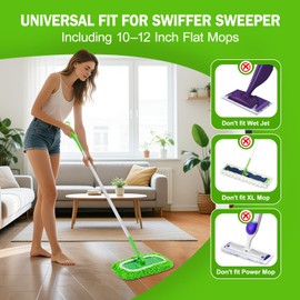 8 Pack Reusable Mop Pads Compatible with Swiffer Sweeper, Dry Sweeping Cloths & Wet Mopping Cloths - Microfiber Mop Pads for Hardwood Floors, Floor Cleaning, Wood Floors (Green)