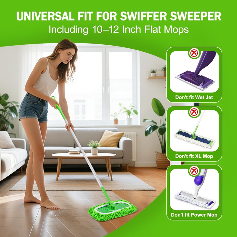 8 Pack Reusable Mop Pads Compatible with Swiffer Sweeper, Dry