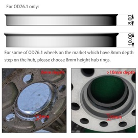 WHEEL CONNECT Hub Centric Rings,76.1 to 72.6, Set of 4, Aluminium Alloy Hubrings, O.D:76.1-I.D:72.6(72.56) mm. 8mm Height. A