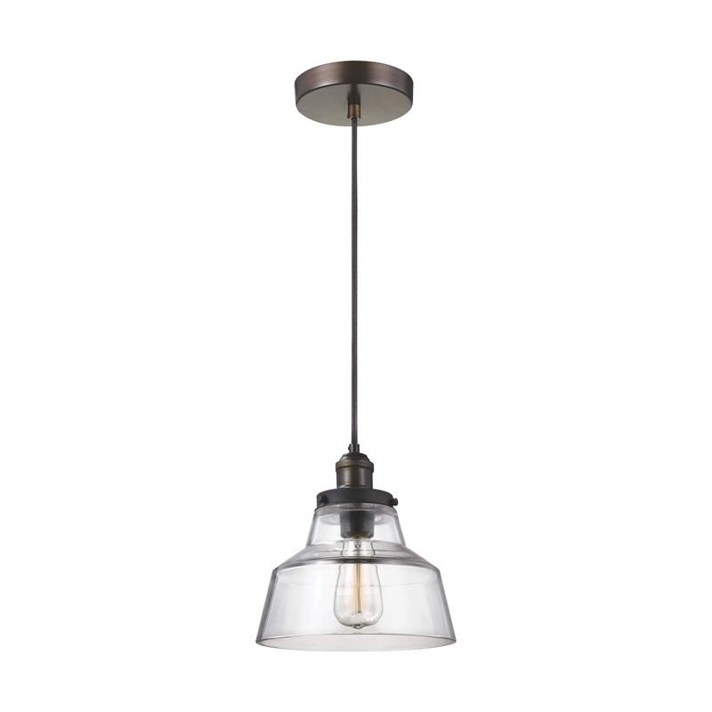 Feiss P1348PAGB/DWZ Baskin Glass Pendant Lighting, Brass, 1-Light (10"Dia x