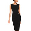VFSHOW Womens Black Elegant Ruched Work Business Office Cocktail Party