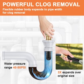 3PCS Drain Bladder Kit,Drain Cleaning Bladder Fits 1 to 6 Inch Drain Pipe,Drain Bladder Unclogger for Bathroom Sink,Swimming Pool Drain,Basement,Bathtub,Shower-Including Gloves and Storage Bag