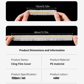 150 Pack Colorful food cover, Food Covers Plastic Stretch, Bowl Covers, Food Storage Covers Lids, Universal Elastic Stretch Polyethylene Bowl Lids Kitchen Supplies for Fruit/Vegetable/Meat/Food.