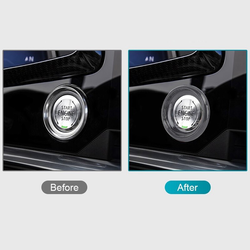 Start Button Ring Cover Carbon Fiber Start Stop Decor Sticker
