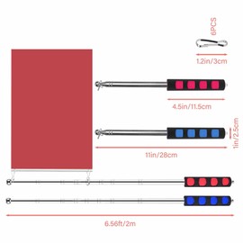 Realand 2Pcs 6.6FT Handheld Telescoping Flag Pole with Clips, Portable Stainless Steel Flagpole Extendable Telescopic Flag Poles for Tour Guide Horse Training Festival, 6.6FT