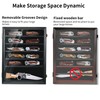ASmileIndeep Pocket Knife Display Case 7 Rows Lockable Wooden Knife