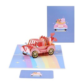 Valentines Anniversary Card Birthday Women - Wedding Valentines Day Cards or Mothers Day Card, Romantic Love Thank You Greeting Card for Wife Her Him Sister Dad Fiancée Daughter Son (Love Car)